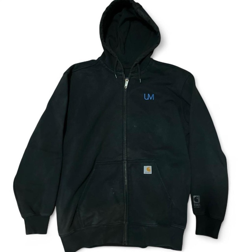 Carhartt Black Full-Zip Hoodie with Gold Logo Tag